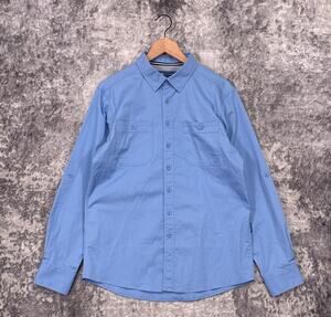 Solbari Sun Shirt Medium Mens Blue UPF 50 Utility Button Down Long Sleeve